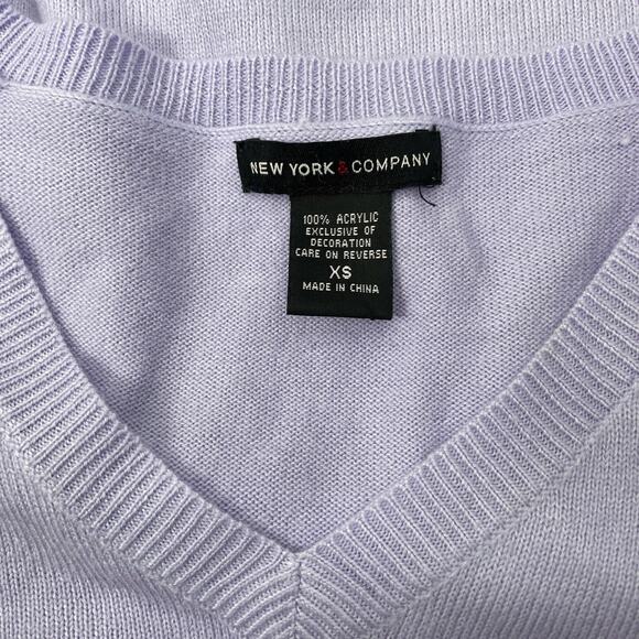 New York & Company Argyle V Neck Pullover Sweater Purple Size XS - Picture 8 of 8